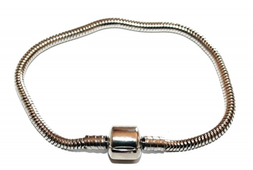Stainless Steel Bracelet for Large Hole Beads - Platinum 18cm
