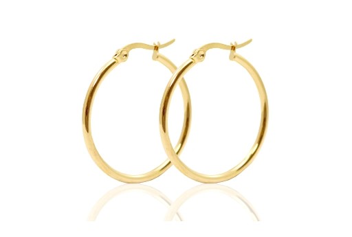 Steel Earring Round - Gold 20X2mm - 2pcs