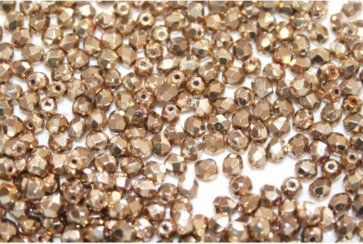 Mezzi Cristalli Coated Golden 3mm   - Il negozio per la  Bigiotteria Fai da Te