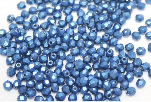 Fire Polished Beads Saturated Metallic Navy Peony 3mm - 60pz