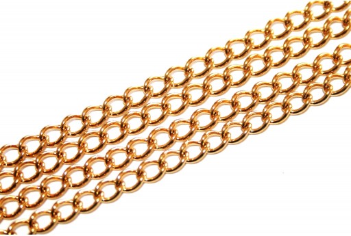Gold Plated Steel Chain Oval 5x3,5mm - 50cm