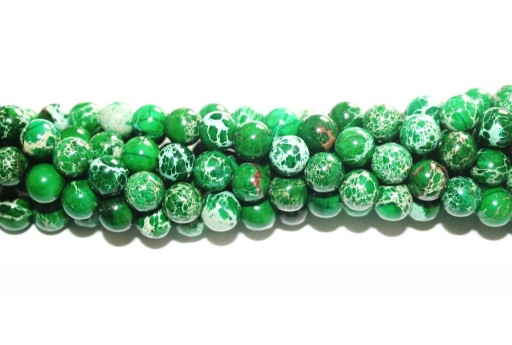 Dyed Jasper Impression Round Beads Dark Green 8mm - 50pcs