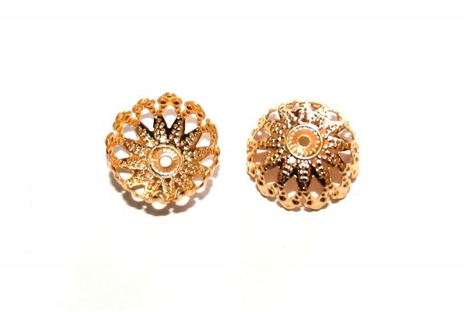 Coppette Fiore Acciaio - Oro 12mm - 4pz