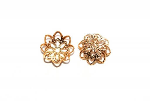 Stainless Steel Bead Caps Flower - Gold 11mm - 4pcs