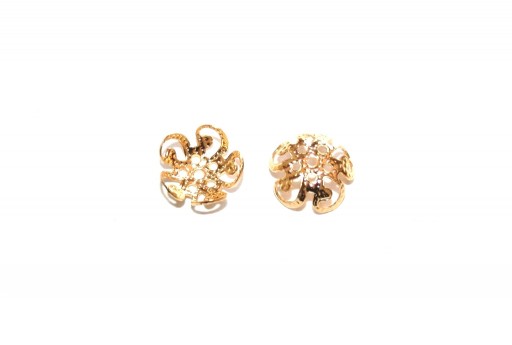Stainless Steel Bead Caps Flower - Gold 8mm - 6pcs