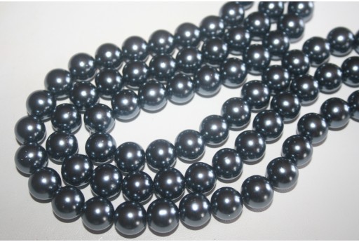 Glass Beads Round Grey 14mm - 30pcs