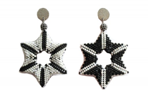 DIY Kit Double Star Earrings Black Matted