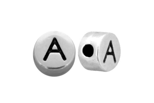 Antique Silver Plated Alphabet Bead - Letter A 7mm - 10pcs