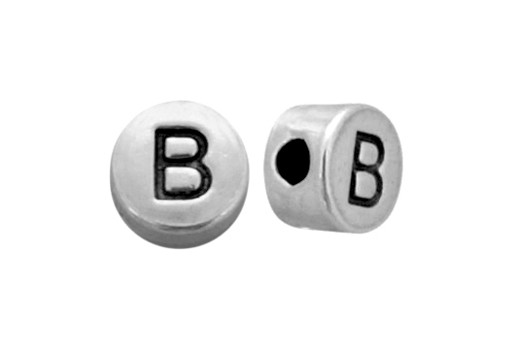 Antique Silver Plated Alphabet Bead - Letter B 7mm - 10pcs