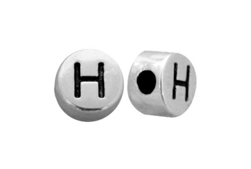 Antique Silver Plated Alphabet Bead - Letter H 7mm - 10pcs