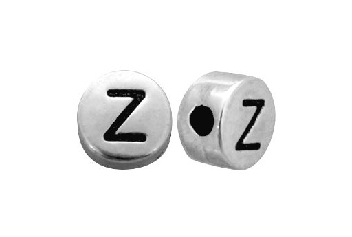 Antique Silver Plated Alphabet Bead - Letter Z 7mm - 10pcs