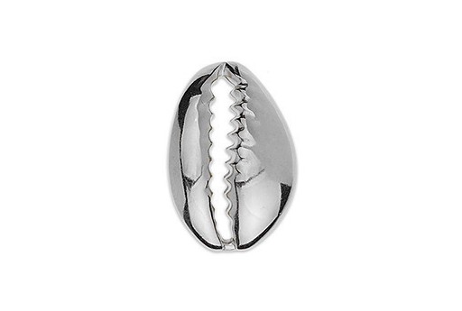 Metal Cowrie Shell Link - Silver 30x21mm - 1pcs