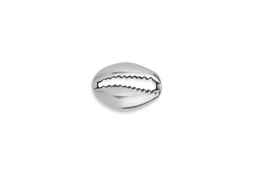 Metal Cowrie Shell Link - Silver 9,6x6,9mm - 4pcs