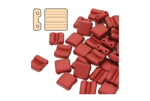 Perline Vetro Fixer Chalk Lava Red 8x7mm - Fori Orizzontali - 5gr