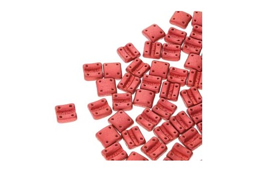 Fixer Czech Glass Bead Chalk Lava Red 8x7mm - Vertical Holes - 5gr