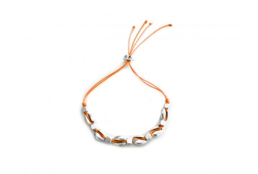 Shell Bracelet DIY Kit - Silver and orange
