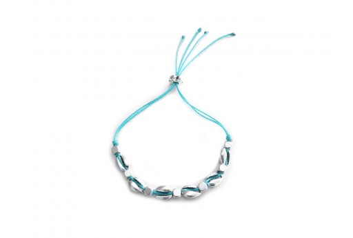 Shell Bracelet DIY Kit - Silver and light blue