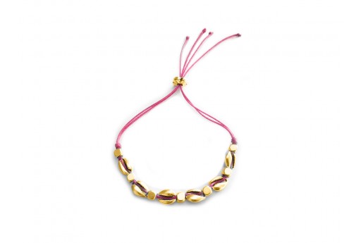 Shell Bracelet DIY Kit - Gold and fuchsia