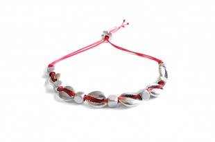 Kit Bracciale Conchiglie Ciprea argento con filo rosso