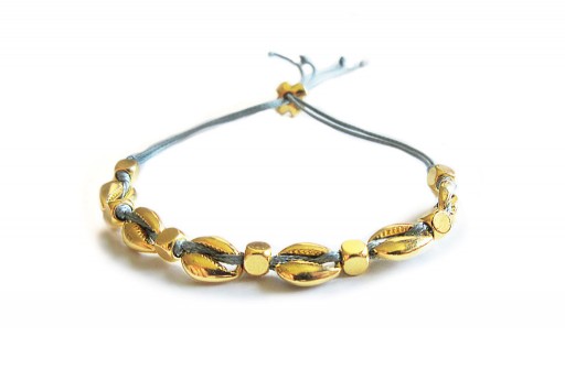 Kit Bracciale Conchiglie Ciprea oro con filo grigio