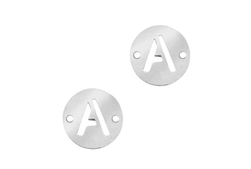 Link Acciaio Lettera A - Platino 10mm - 2pz