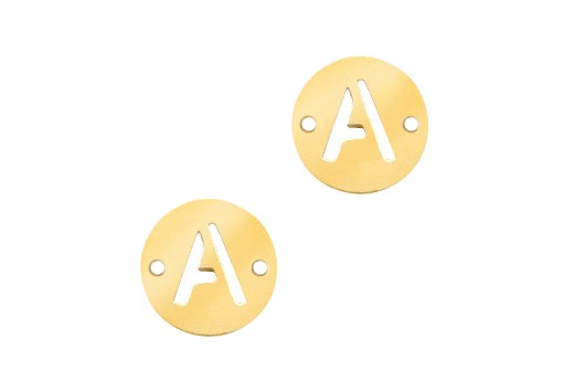 Stainless Steel Charms Connector Letter A - Gold 10mm - 2pcs