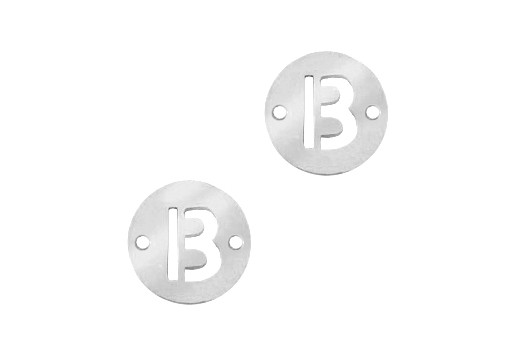 Stainless Steel Charms Connector Letter B - Platinum 10mm - 2pcs