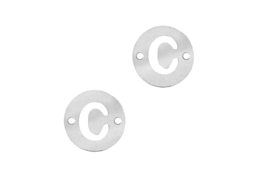 Stainless Steel Charms Connector Letter C - Platinum 10mm - 2pcs
