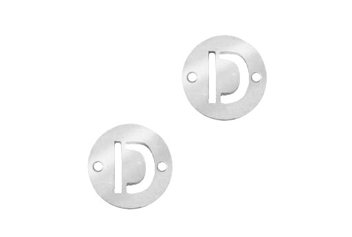 Stainless Steel Charms Connector Letter D - Platinum 10mm - 2pcs