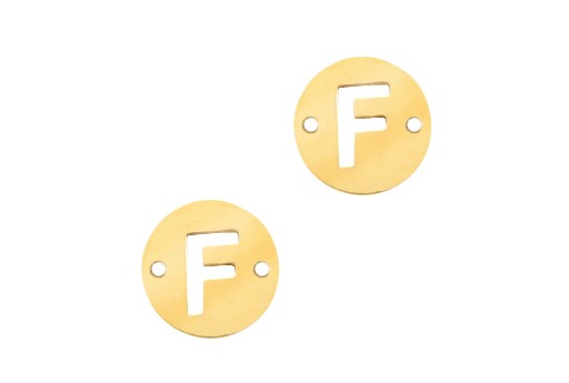 Stainless Steel Charms Connector Letter F - Gold 10mm - 2pcs