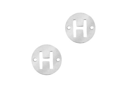 Stainless Steel Charms Connector Letter H - Platinum 10mm - 2pcs