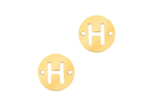 Stainless Steel Charms Connector Letter H - Gold 10mm - 2pcs