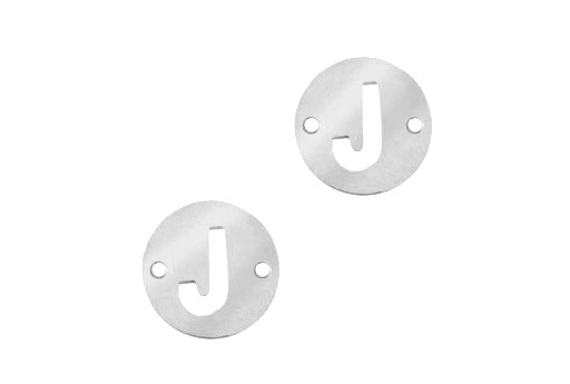 Stainless Steel Charms Connector Letter J - Platinum 10mm - 2pcs
