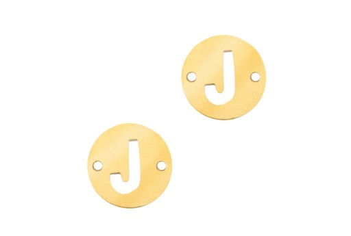 Stainless Steel Charms Connector Letter J - Gold 10mm - 2pcs