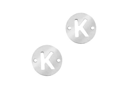 Stainless Steel Charms Connector Letter K - Platinum 10mm - 2pcs