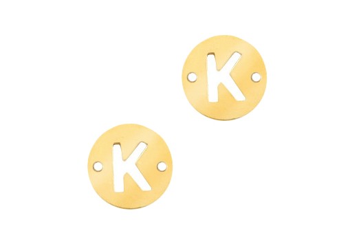 Stainless Steel Charms Connector Letter K - Gold 10mm - 2pcs
