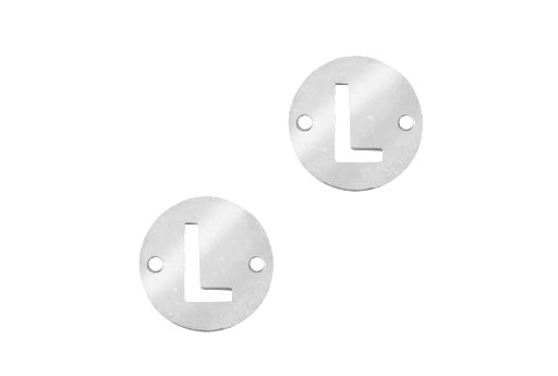 Stainless Steel Charms Connector Letter L - Platinum 10mm - 2pcs
