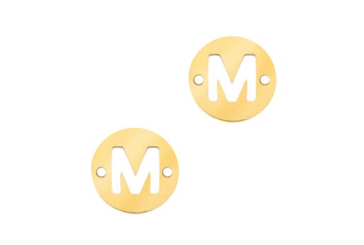 Stainless Steel Charms Connector Letter M - Gold 10mm - 2pcs