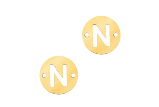 Stainless Steel Charms Connector Letter N - Gold 10mm - 2pcs