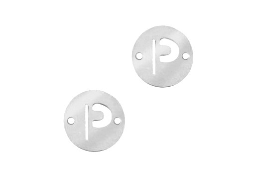 Stainless Steel Charms Connector Letter P - Platinum 10mm - 2pcs
