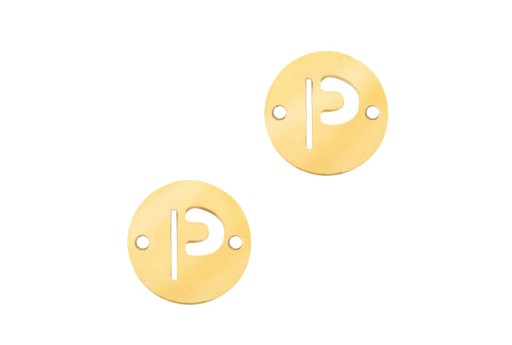 Stainless Steel Charms Connector Letter P - Gold 10mm - 2pcs