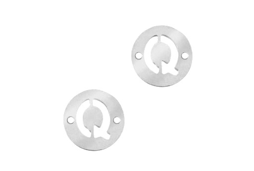 Stainless Steel Charms Connector Letter Q - Platinum 10mm - 2pcs