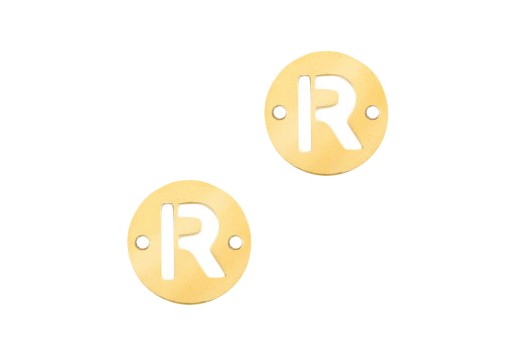 Stainless Steel Charms Connector Letter R - Gold 10mm - 2pcs