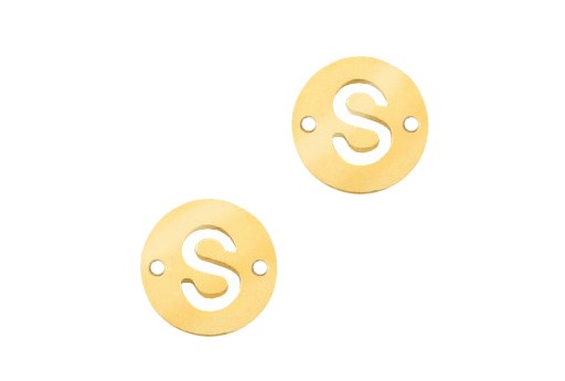 Stainless Steel Charms Connector Letter S - Gold 10mm - 2pcs