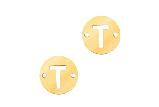 Stainless Steel Charms Connector Letter T - Gold 10mm - 2pcs