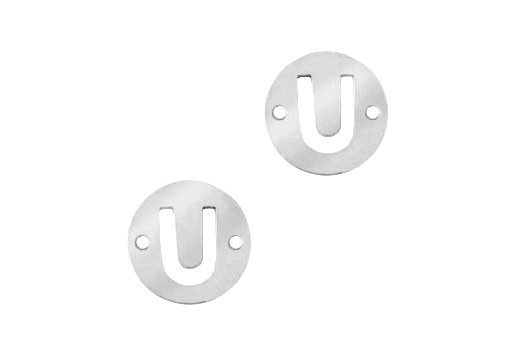 Stainless Steel Charms Connector Letter U - Platinum 10mm - 2pcs