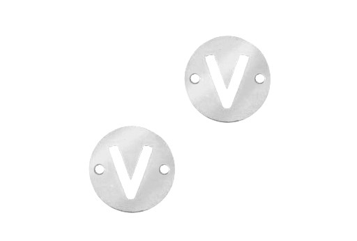 Stainless Steel Charms Connector Letter V - Platinum 10mm - 2pcs