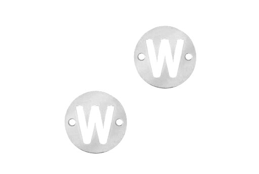 Stainless Steel Charms Connector Letter W - Platinum 10mm - 2pcs