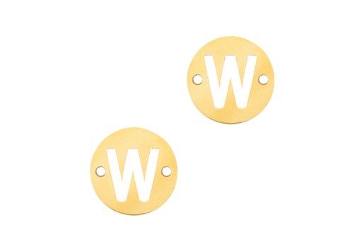 Stainless Steel Charms Connector Letter W - Gold 10mm - 2pcs