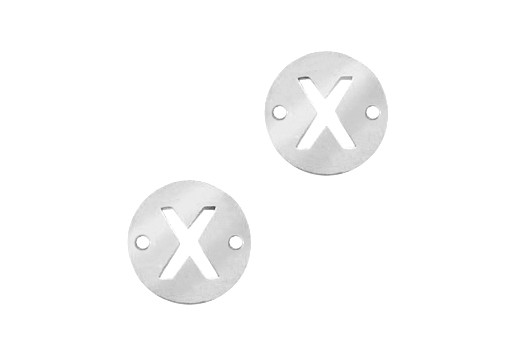 Stainless Steel Charms Connector Letter X - Platinum 10mm - 2pcs